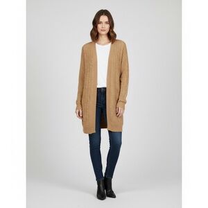 Long tall Sally crocheted tan open cardigan long line Boho size extra large